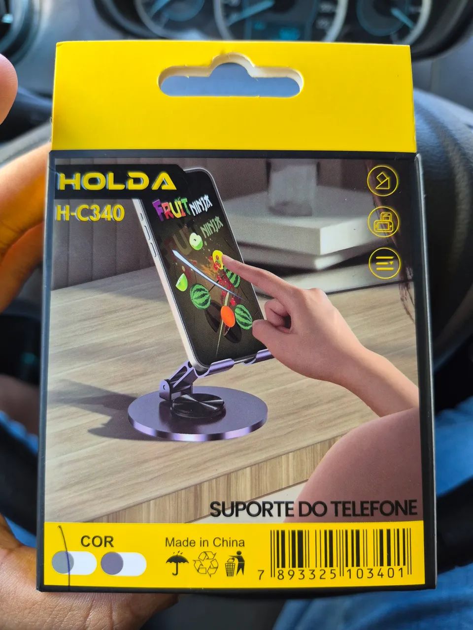 SUPORTE DE METAL COM BASE GIRATÓRIA PARA CELULAR OU TABLET - Foto 2
