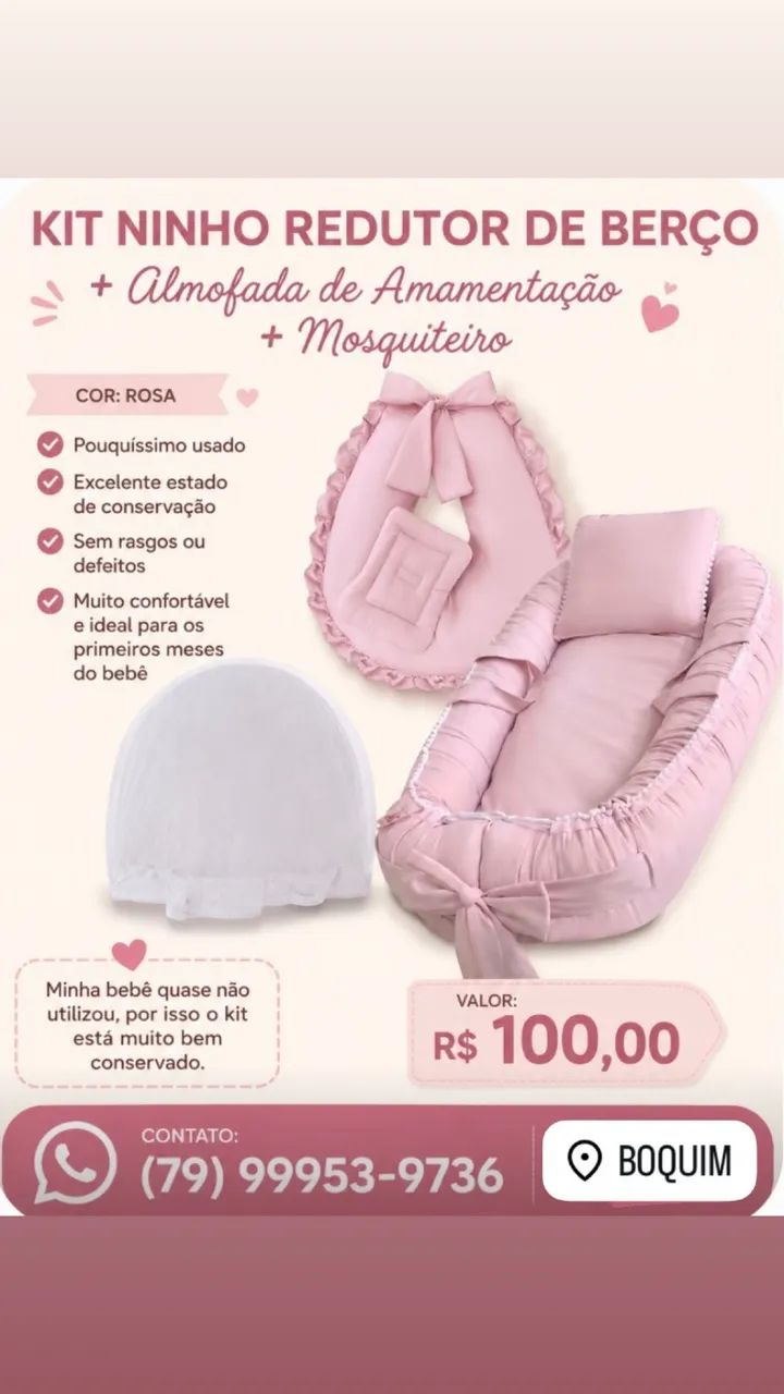 Ninho redutor + Almofada de amamentação + mosquiteiro 
