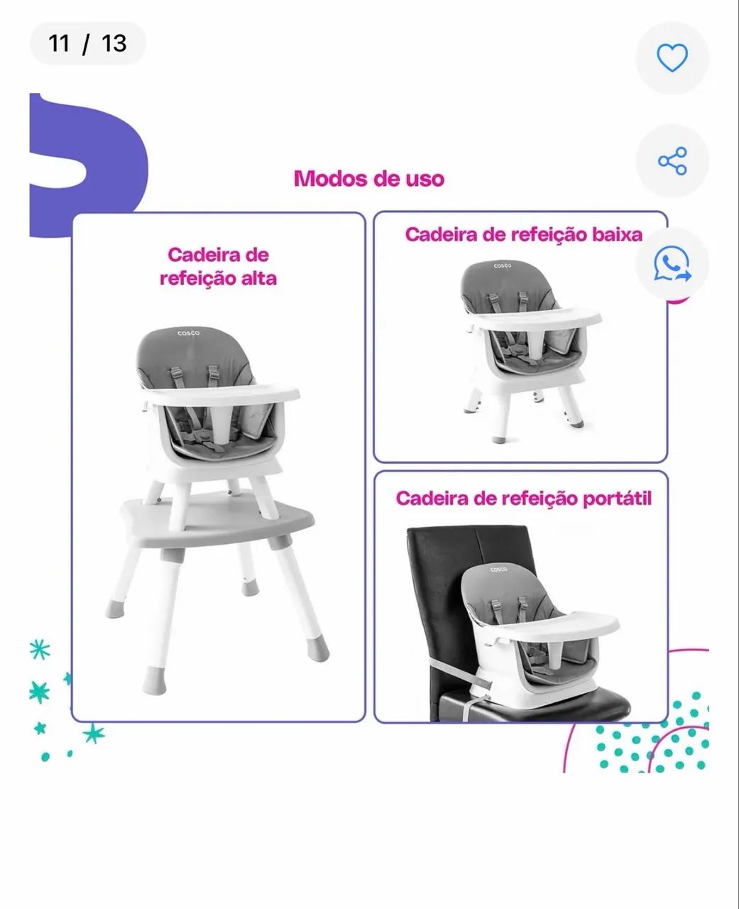 Cadeira de refeição cosco, 8 em 1  - Foto 4