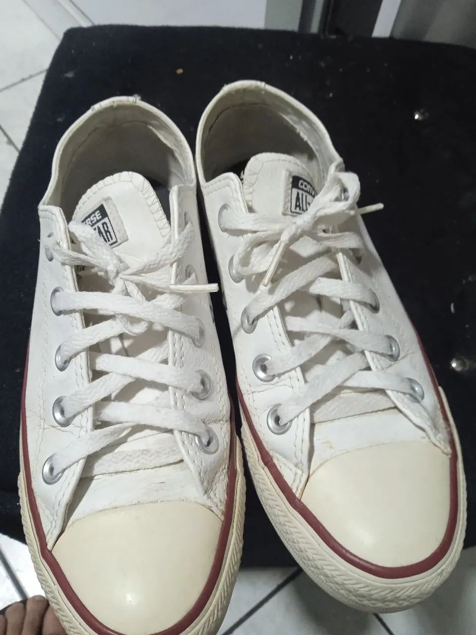 Tênis converse all Star 34 de couro branco em ótimo estado  - Foto 2