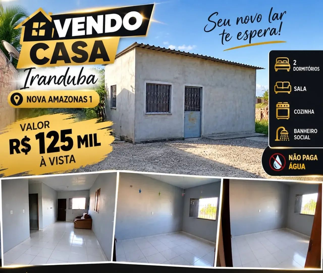 CASA A VENDA COM 02 QUARTOS  RESIDENCIAL NOVA AMAZONAS I