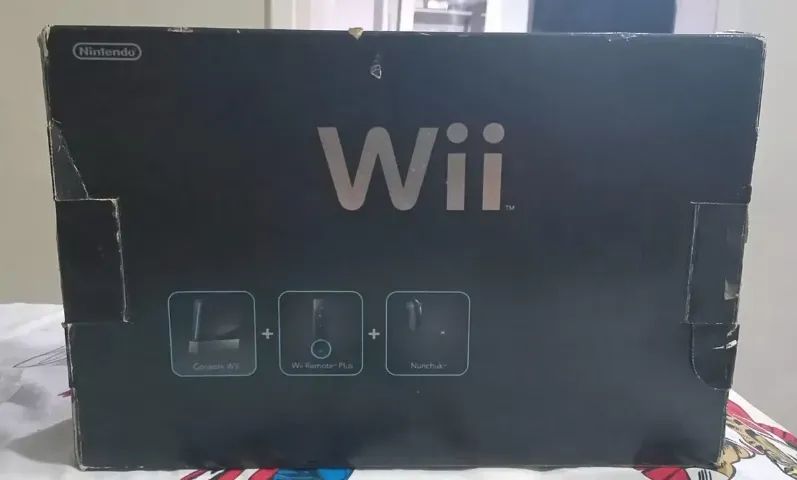 Caixa Original Nintendo Wii Preto RVL-001 Nacional E Manuais