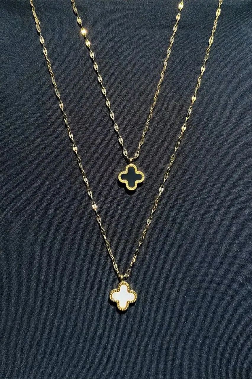 Colar dourado de trevo Aço Inoxidável  - Foto 2