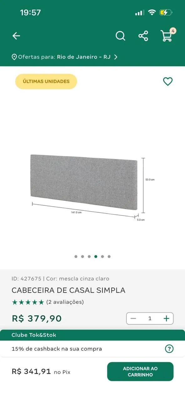 Cabeceira Casal Tok&Stok
