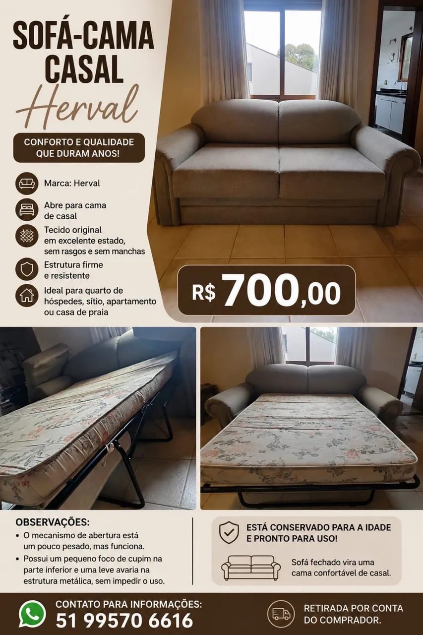 Sofá-cama casal Herval 