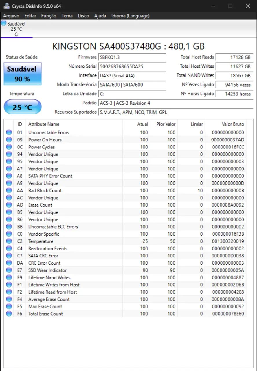 SSD 2.5´´ 480gb kingston saude 90% testado envio olx - Foto 2