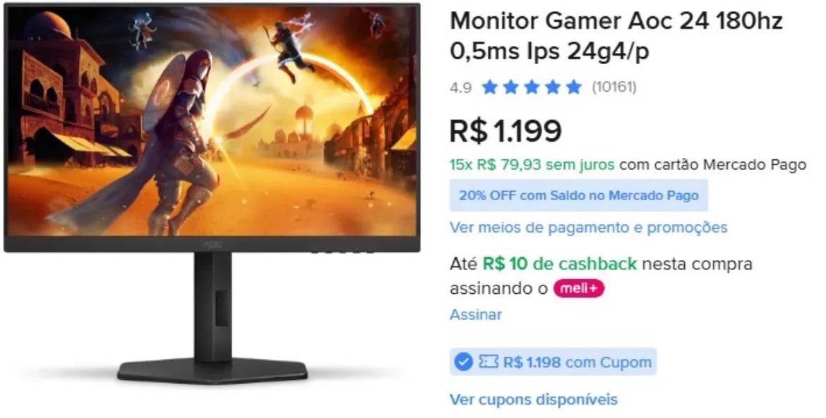 Monitor Gamer Aoc 24g4/p 180hz ips  - Foto 2