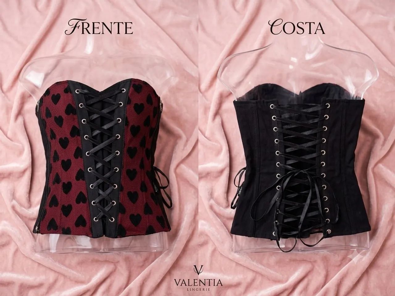 Espartilho Corselete Vermelho e Preto