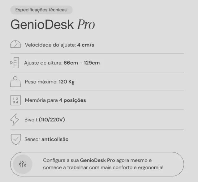 Mesa Elétrica com Regulagem de Altura - GenioDesk PRO - Foto 6