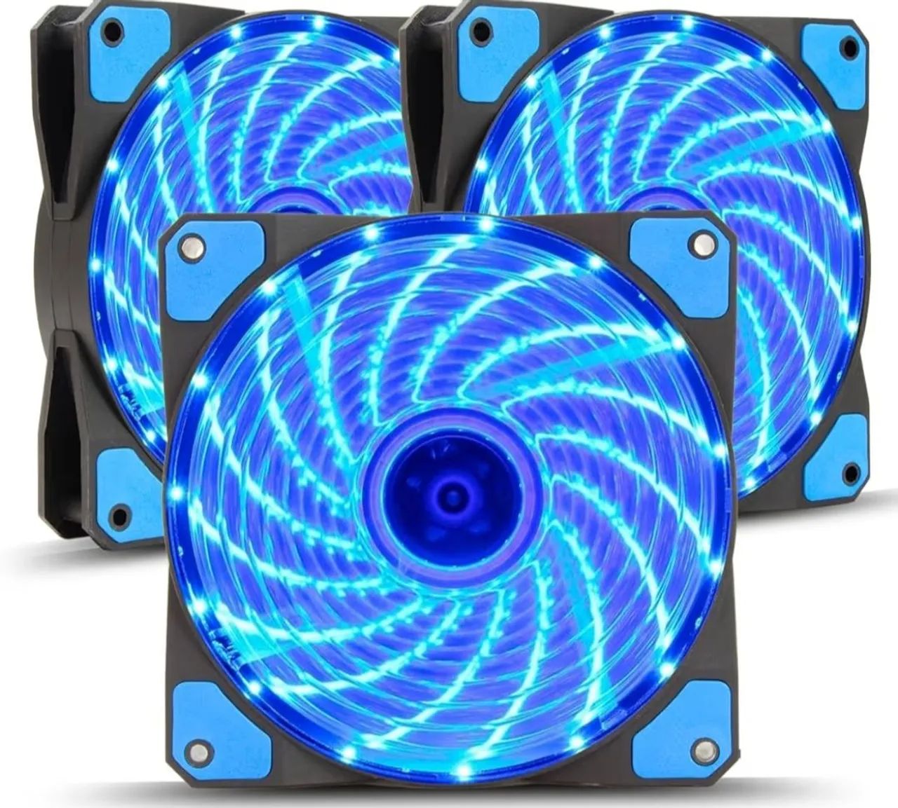 Kit 4 Fans Led Azul 120mm