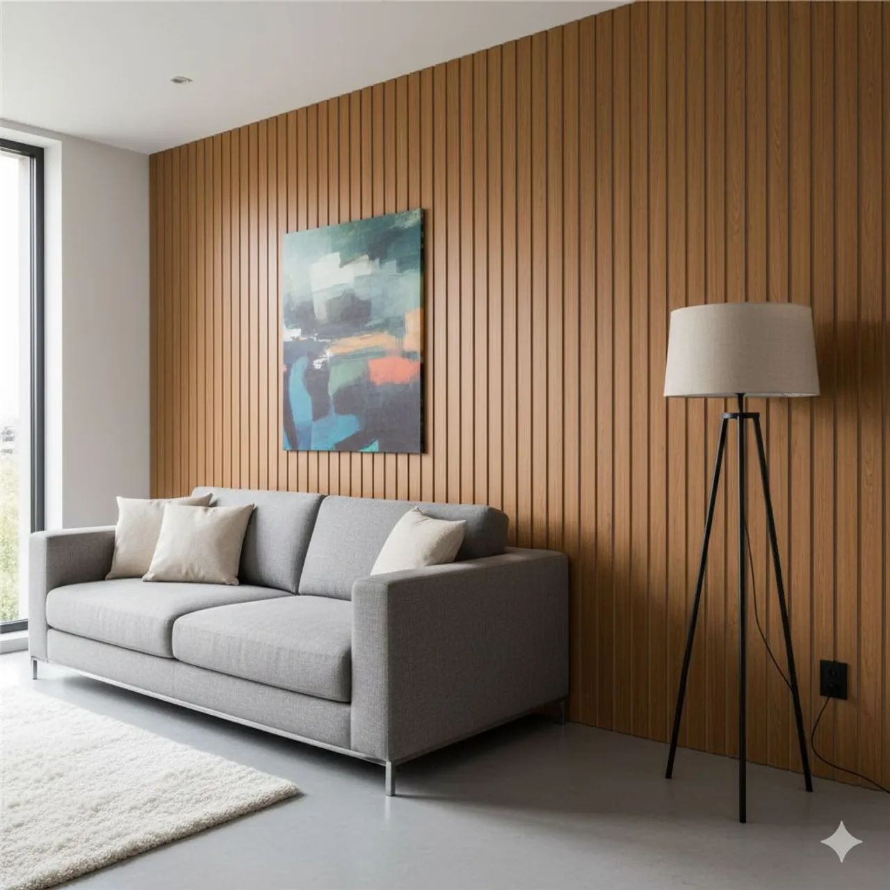 Painel MDFl ripado autocolante, fácil aplicação 