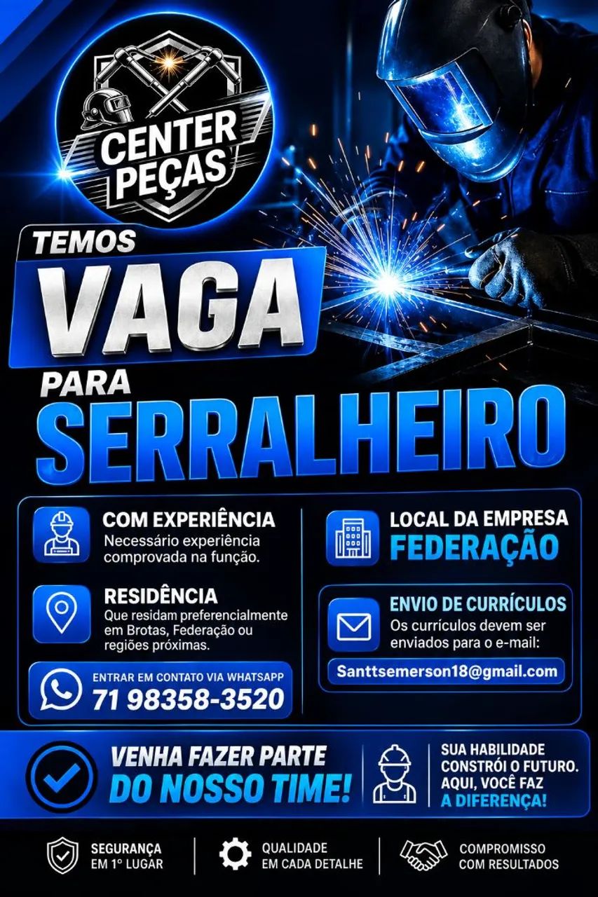 Vaga para serralheiro 