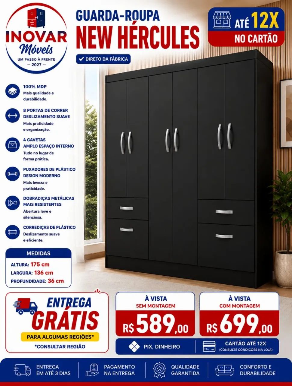 Guarda Roupa New Hércules 