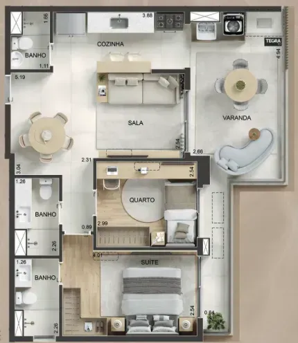 PLANTA 77m²