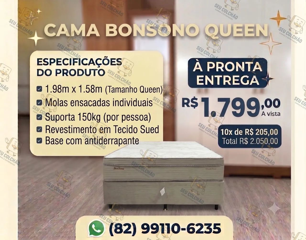 Super Cama QUEEN SIZE Grand Sued EM PROMOÇÃO!