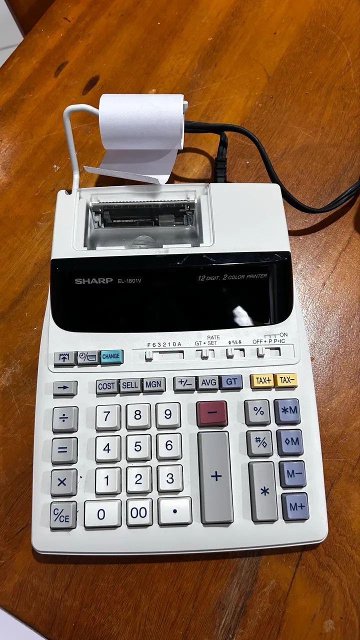 Calculadora de Mesa com Bobina Sharp EL-1801V Bicolor (Visor Azul 12 Dígitos) - Foto 2