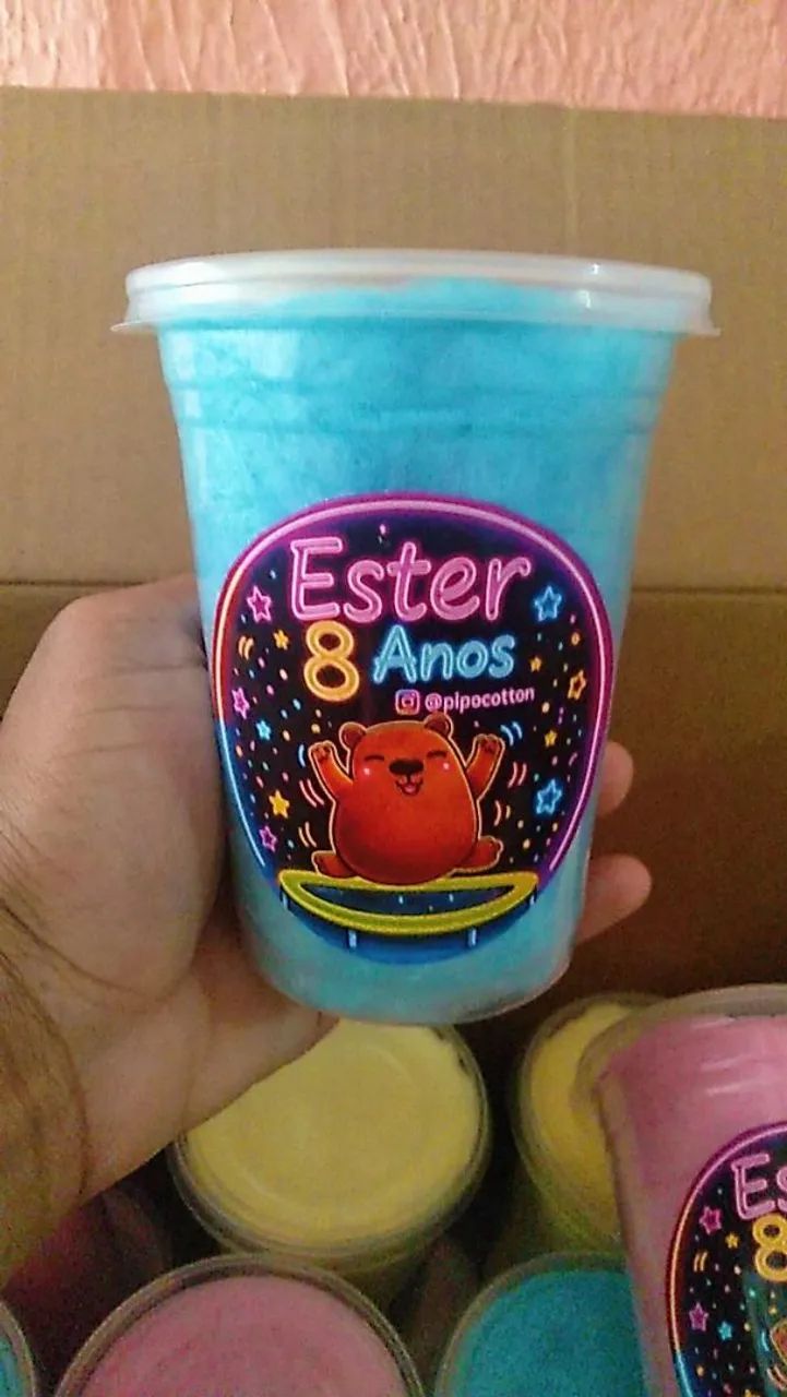 Algodão doce no copo personalizado e sem personalizar  - Foto 5