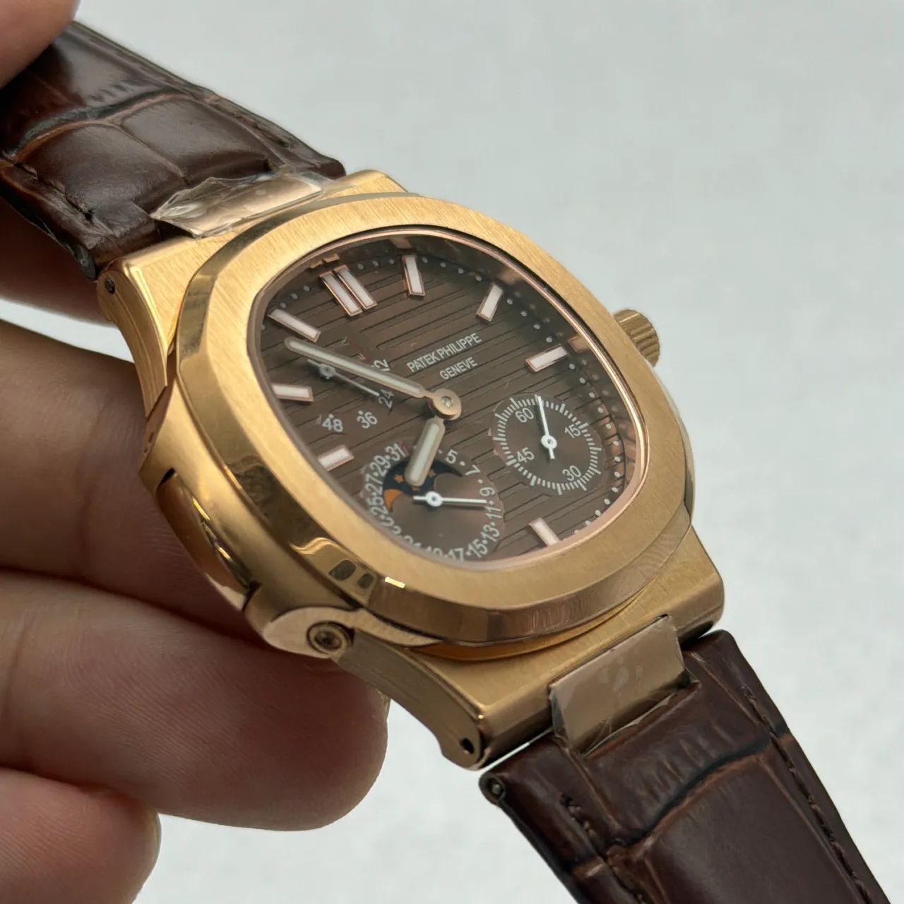 Relogio Patek Automático- Couro Marrom - Reserva 48h - Fundo Transparente- Prm AAA+ - Foto 4