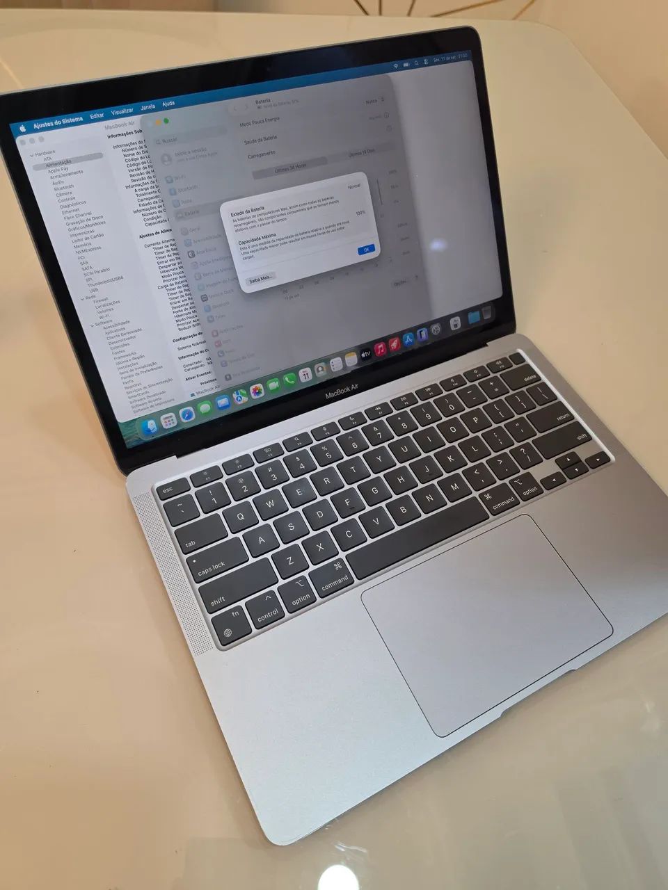 Apple Macbook Air M1 2020 cinza, Bat 100%, 8gb/128gb funcionando