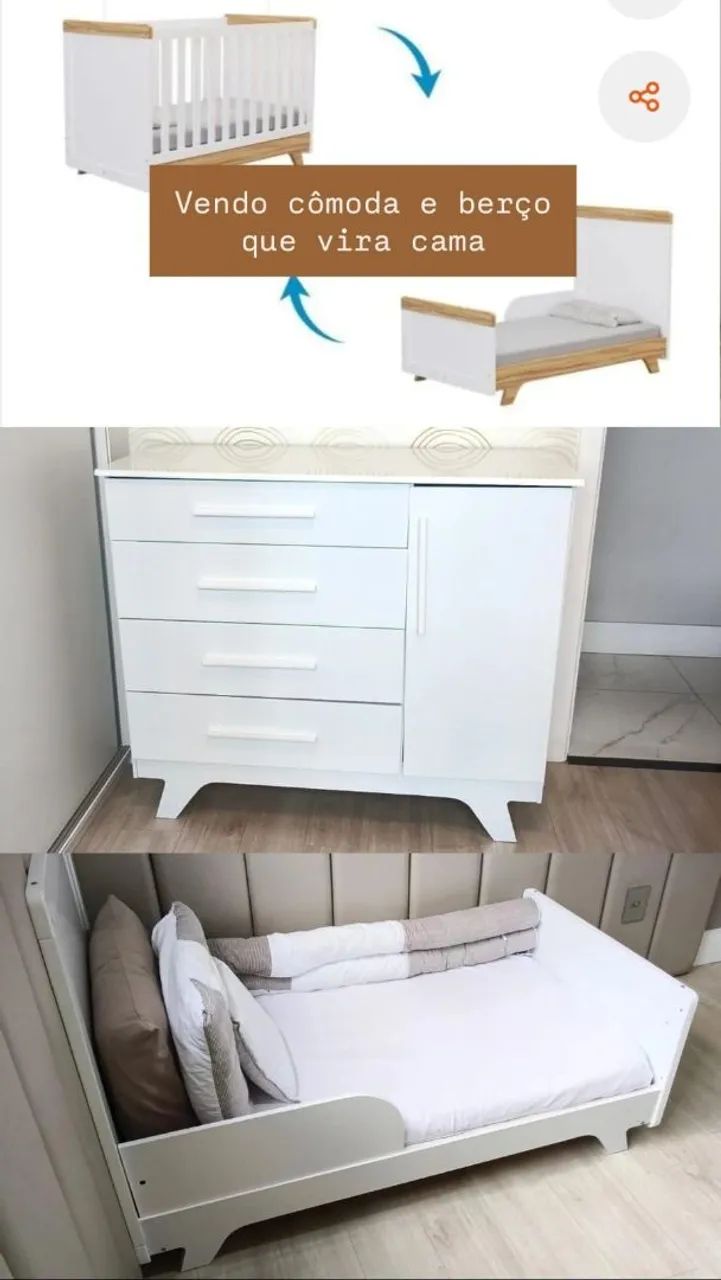 Cama Berço infantil 2 em 1 + Comoda - Foto 4