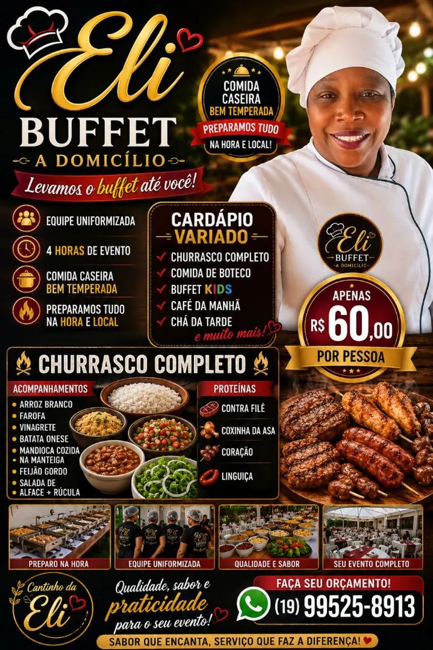 Buffet a domicílio.