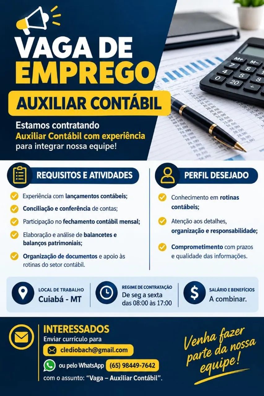 Contrate-se auxiliar contábil 