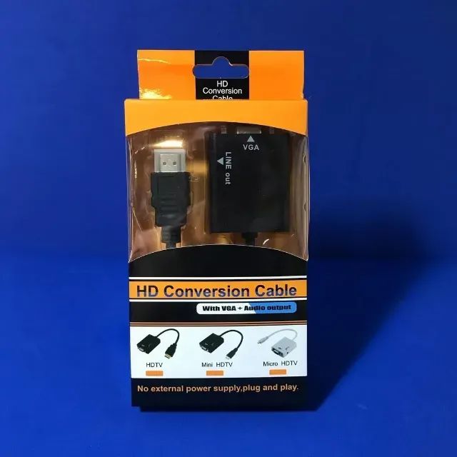 Conversor Adaptador HDMI para VGA com Saída de Áudio e Cabo P2