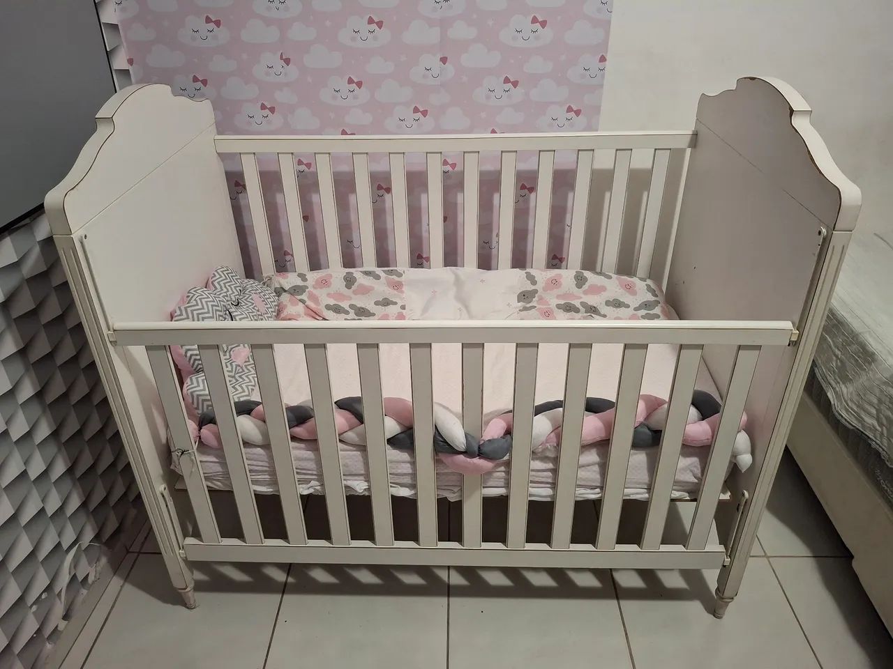 Berço americano branco + colchão impermeavel + dossel - Foto 2