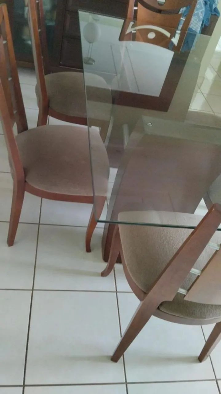 Mesa vidro 6 cadeiras - Foto 2
