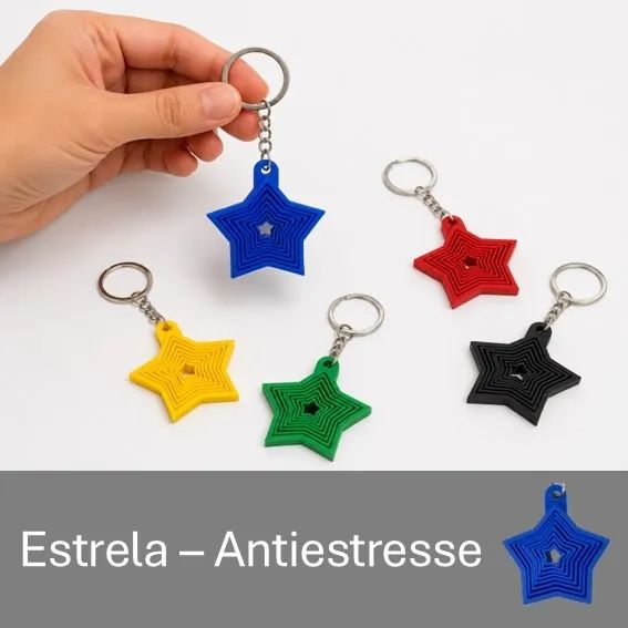 Chaveiro Estrela Giratória - Fidget Hipnotizante