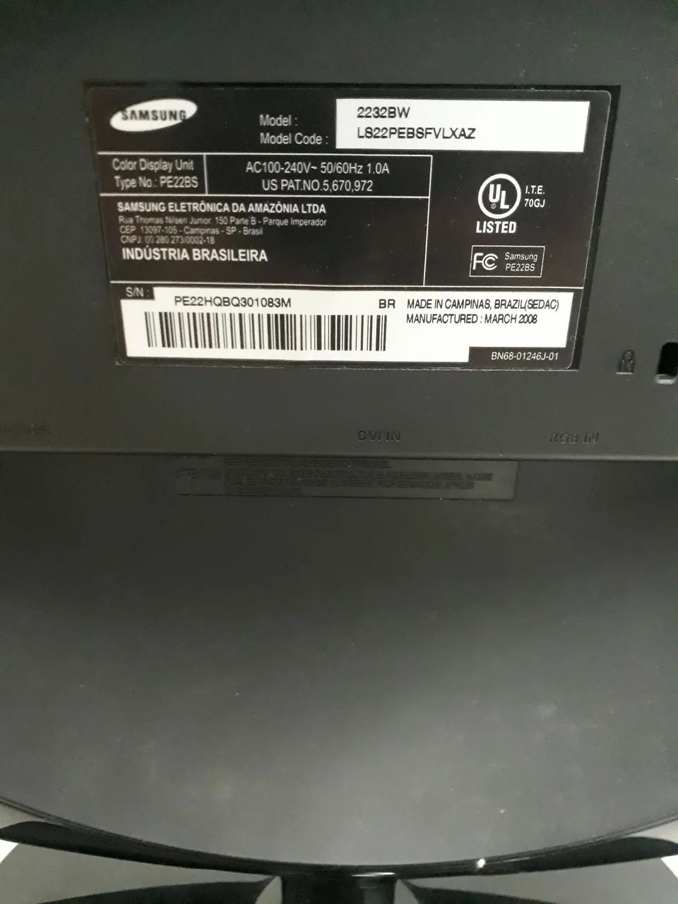 Monitor Samsung SyncMaster 2232bw  - Foto 4