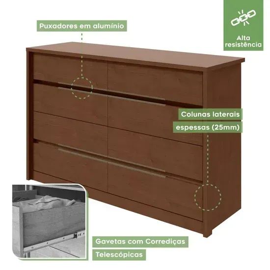 Cômoda Urban 8 Gavetas para Casal