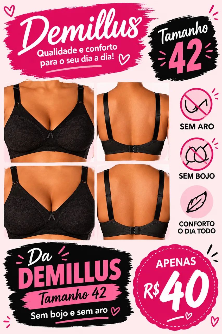 Sutiã demillus sem aro e sem bojo