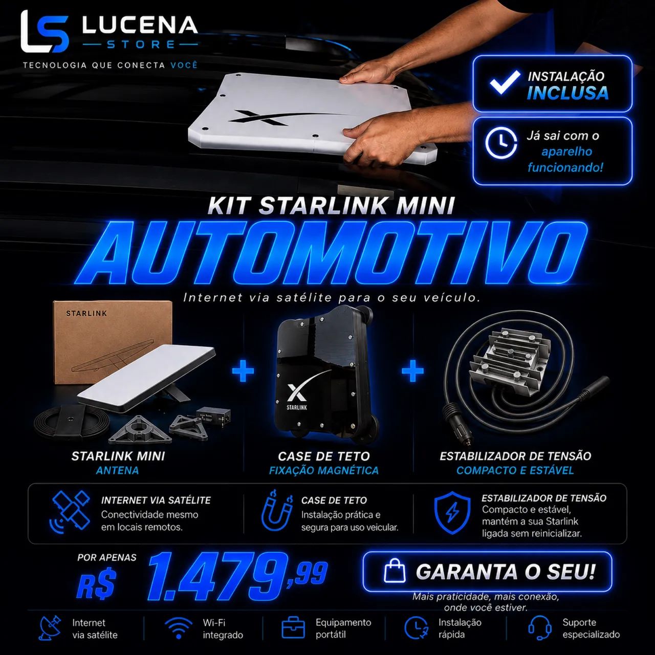 Kit Starlink Mini Automotivo