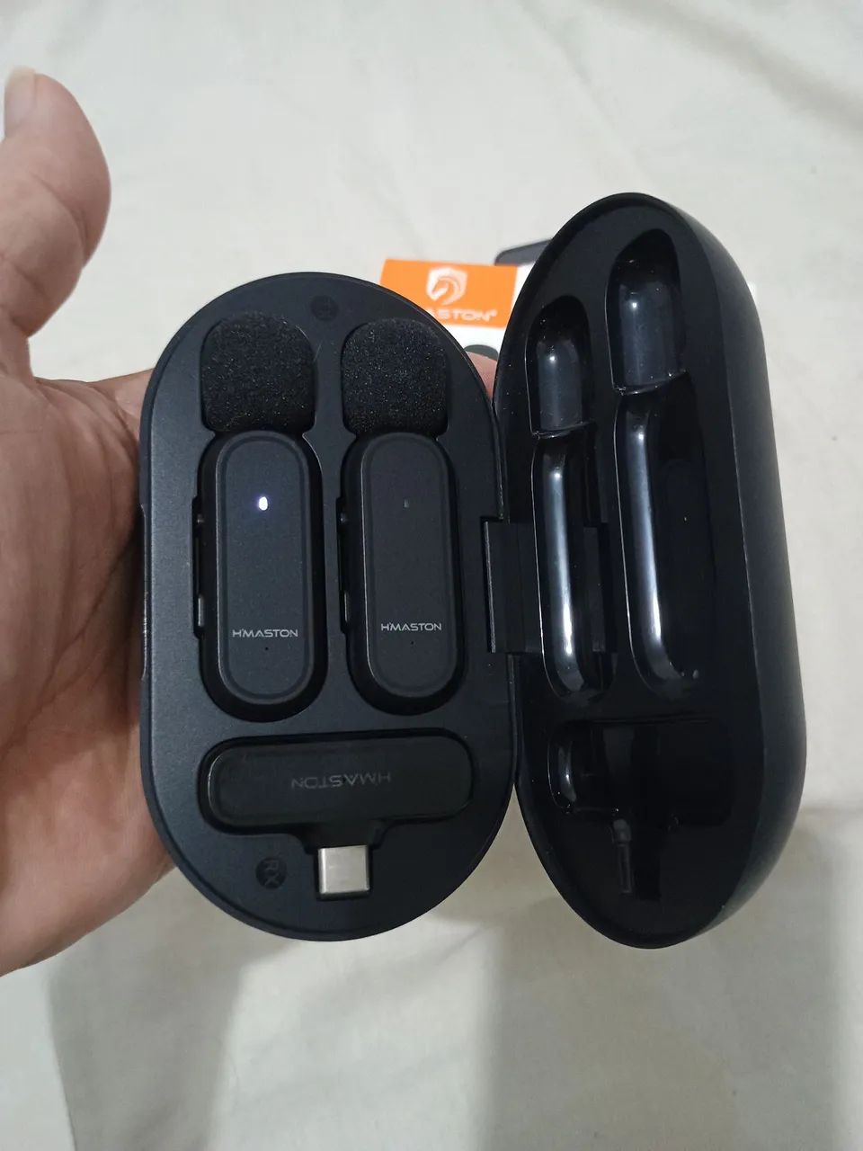 Microfone de prender sem fio 2 em 1 Tipo C - Foto 2