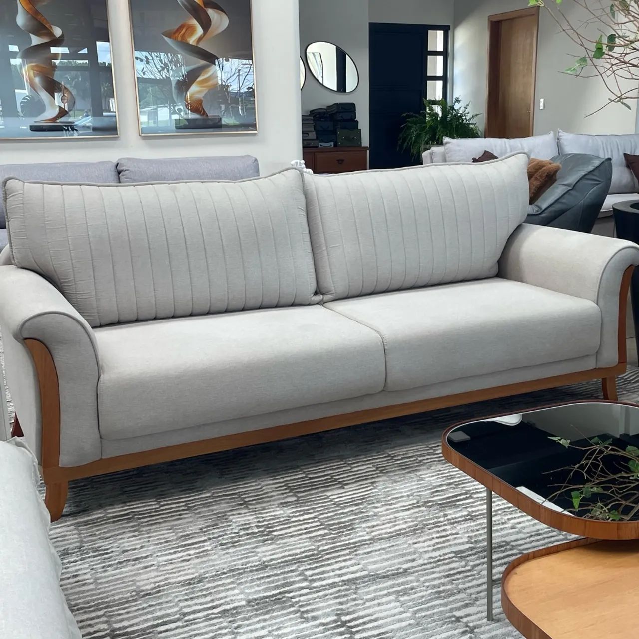 SOFÁ LIVING 2.20m LINHO BEGE PEÇA ÚNICA  - Foto 2