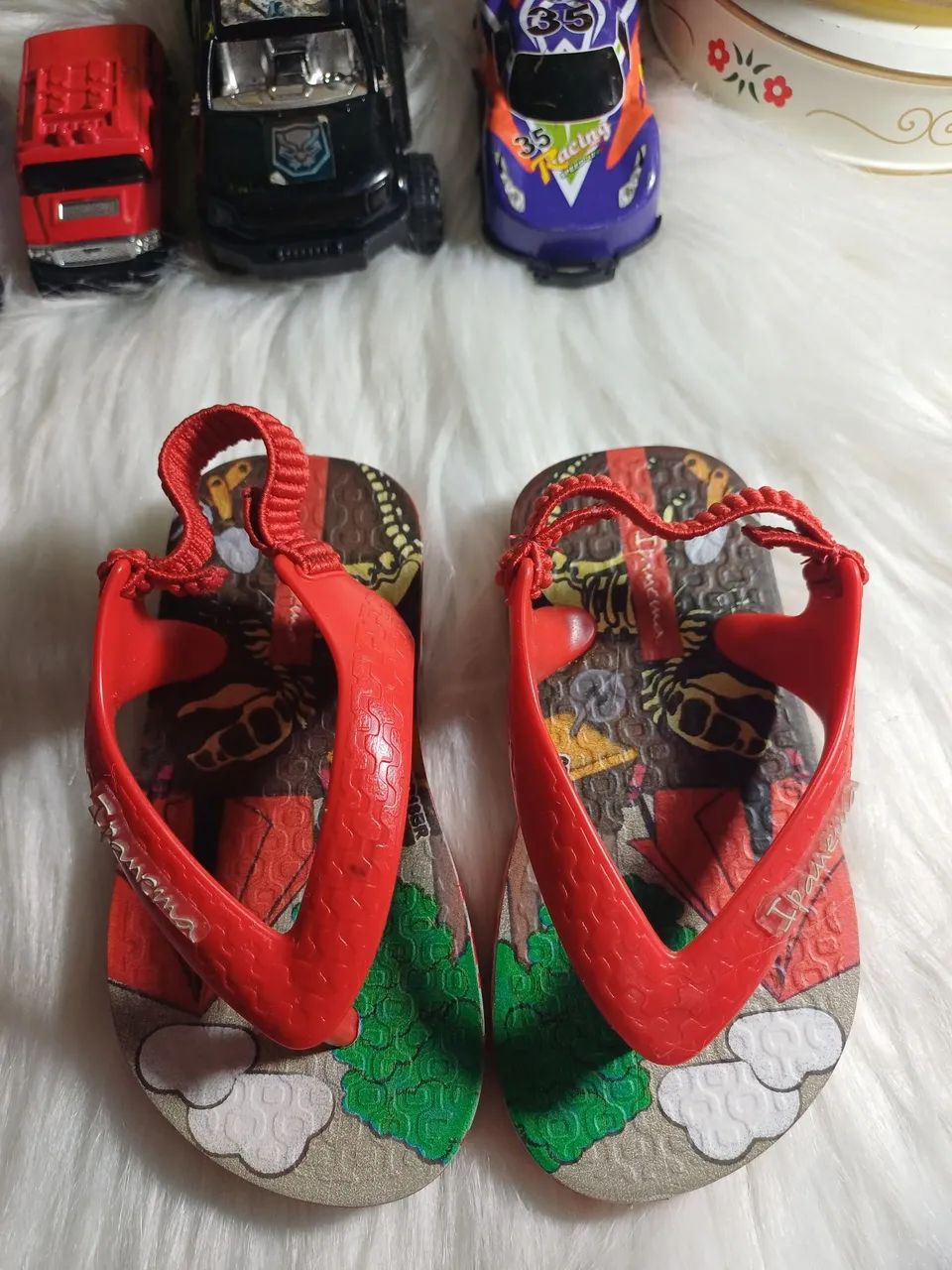 1 sapato de Bebê Klin (semi-novo)+ 1 chinelo Ipanema (Novo)de Dinossauro vermelho - Foto 5