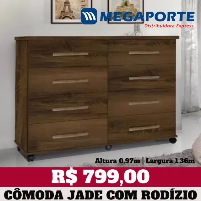 Cômoda com Rodízios 8 Gavetas (Novo) Entrega Grátis!  - Foto 3