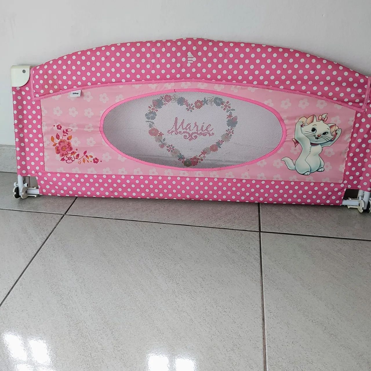 Grade de proteção para cama infantil - Rosa com bolinhas  - Foto 2