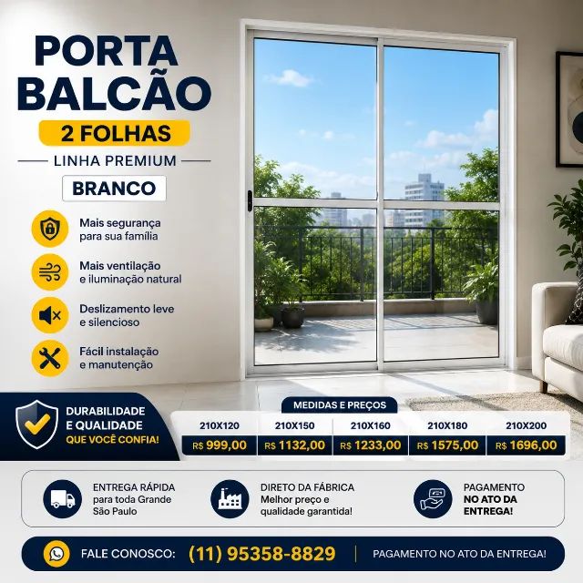 porta balcão (sacada ) 2 flohas 210x120 entrega em são Bernardo pagto na entrega - Foto 6