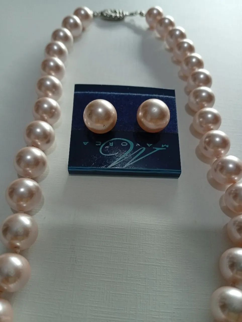 Conjunto colar e brincos de pérolas Majorica. - Foto 3