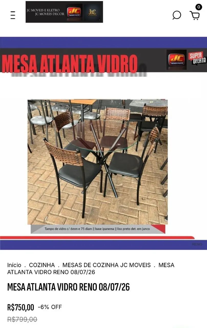 MESA ATLANTA VIDRO
