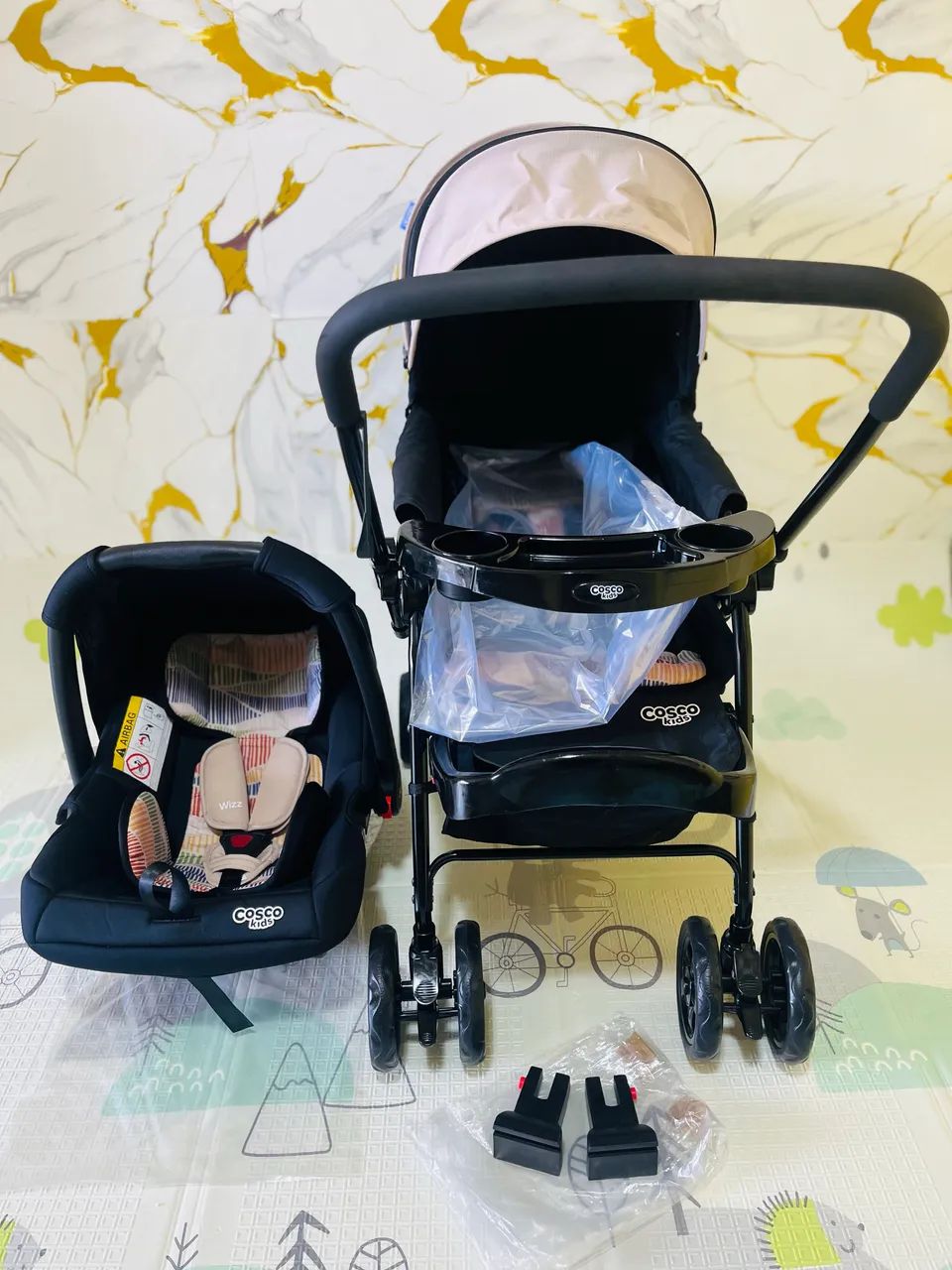 Carrinho de bebê, bebê conforto e adaptadores COSCO Waves, promoção  - Foto 4