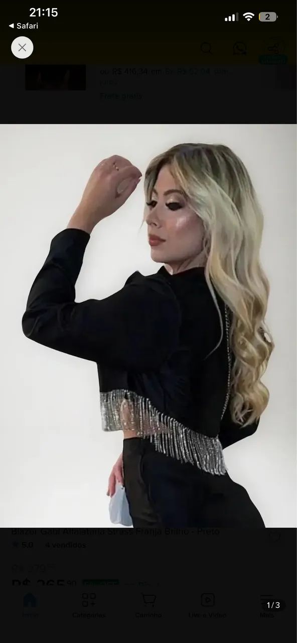 Blazer Alfaiataria Strass Franja 