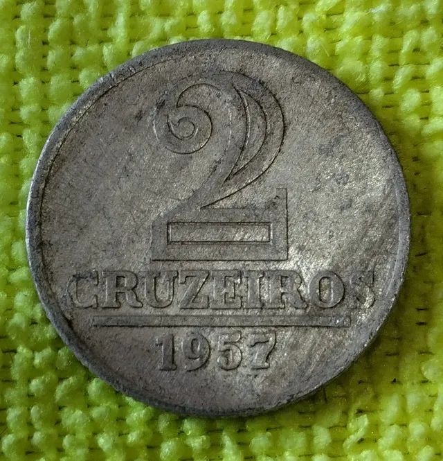 Moeda 2 cruzeiros 1957 aluminio