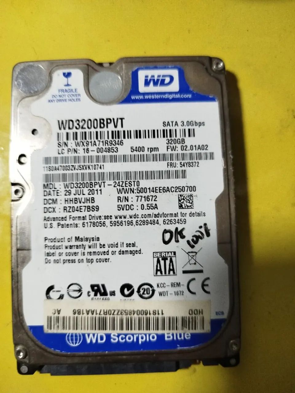 SSD SATA 300gb WD