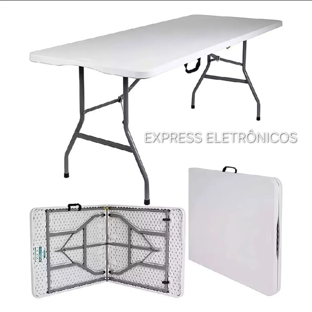 MESA DOBRÁVEL 6 LUGARES GRANDE RESISTENTE MALETA NOVA COMPLETA