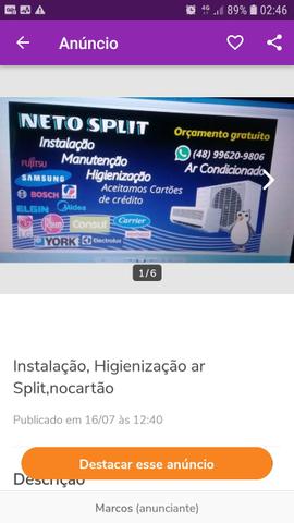 Tudo para Ar Split, aceito cartão crédito