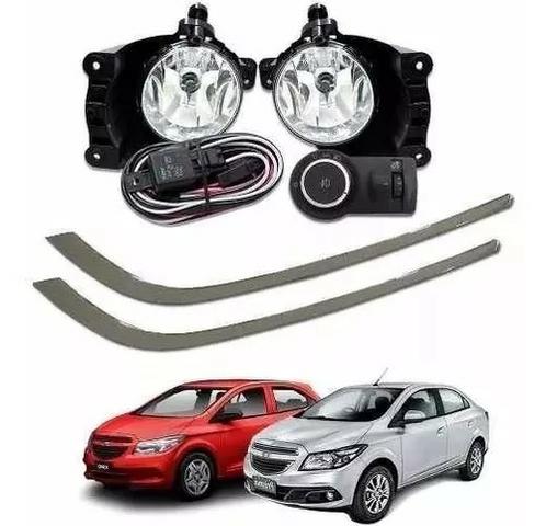 Kit Farol Milha Neblina Onix Prisma 2015 2016 Filete Cromado