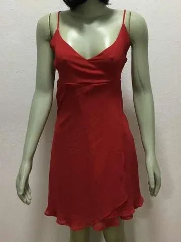 Vestido Casual Tamanho P Curto Vermelho Tomate Bom Estado